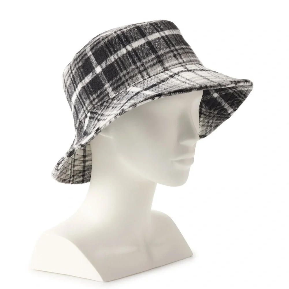🆕Sonoma Adjustable Plaid Bucket Hat Black/White